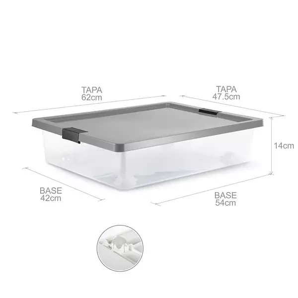 Caja Organizadora Con Broches Y Ruedas Bajo Cama 28l