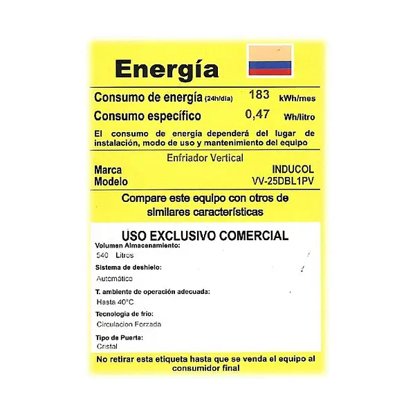 Vitrina Vertical Inducol Refrigerada 707l