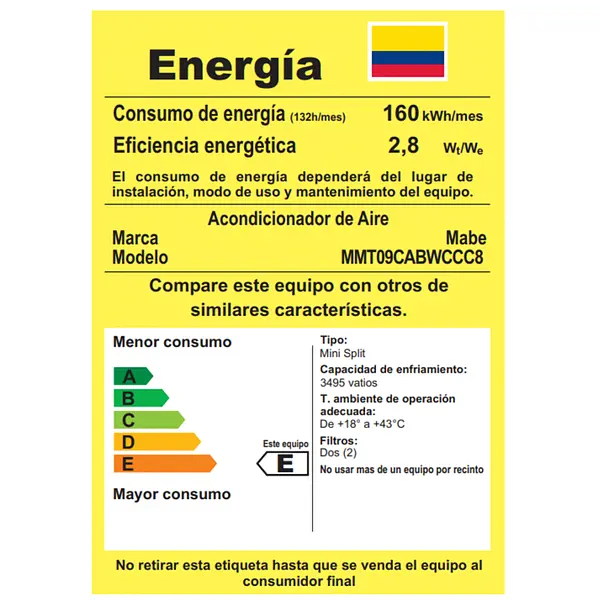 Aire Acondicionado Mini Split 9000bt 220 Blanco Mabe